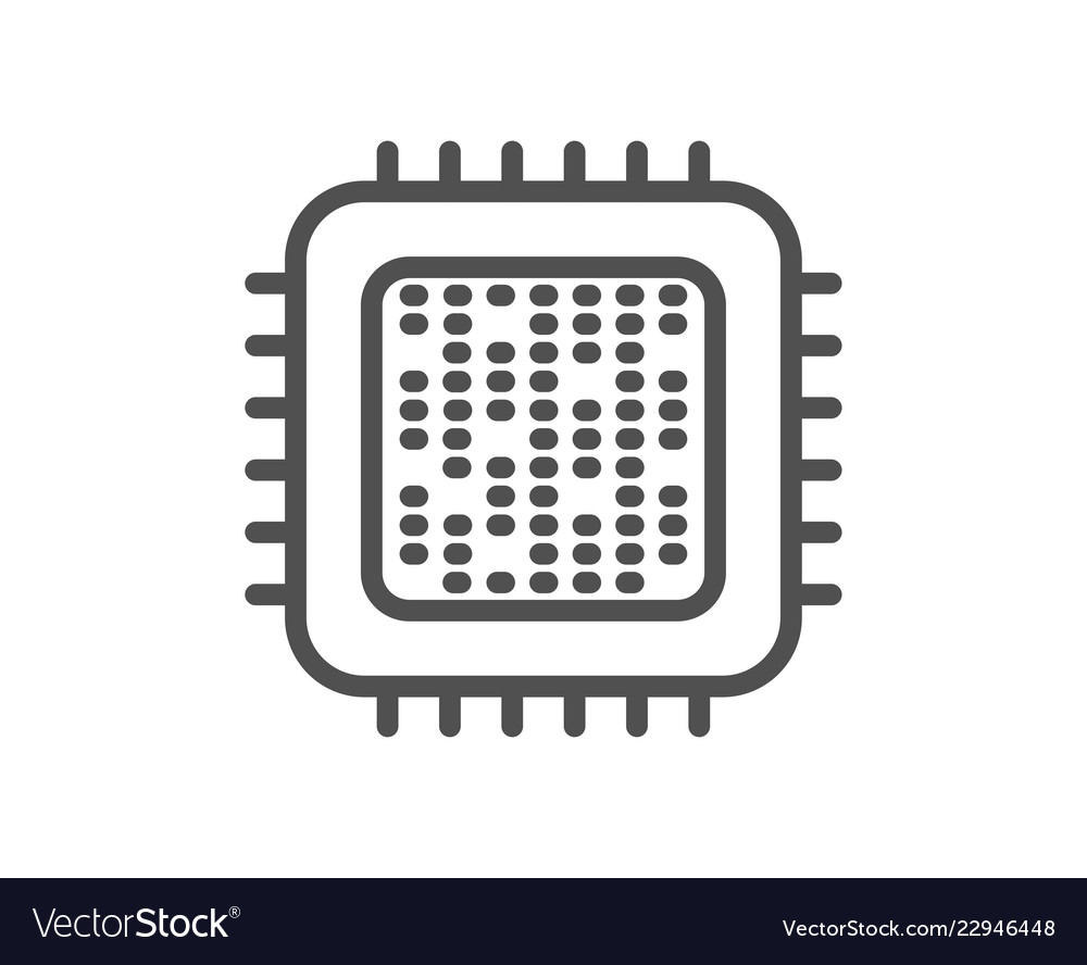 Cpu processor line icon computer component sign