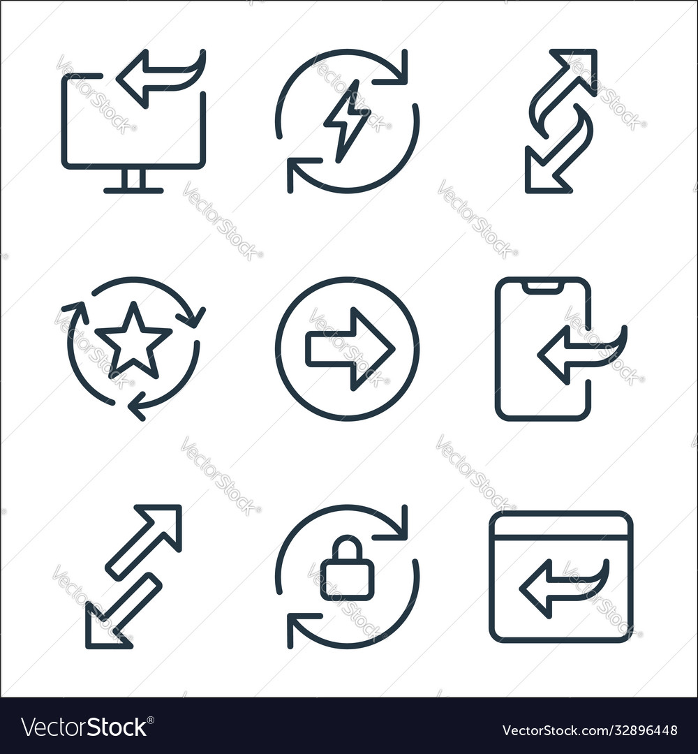 Data transfer line icons linear set quality vector image Data transfer line icons linear set quality