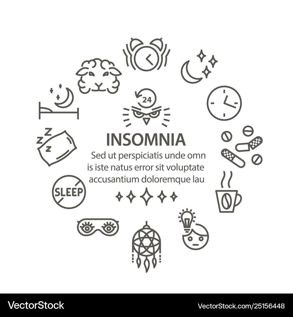 Insomnia Line Art Banner Royalty Free Vector Image