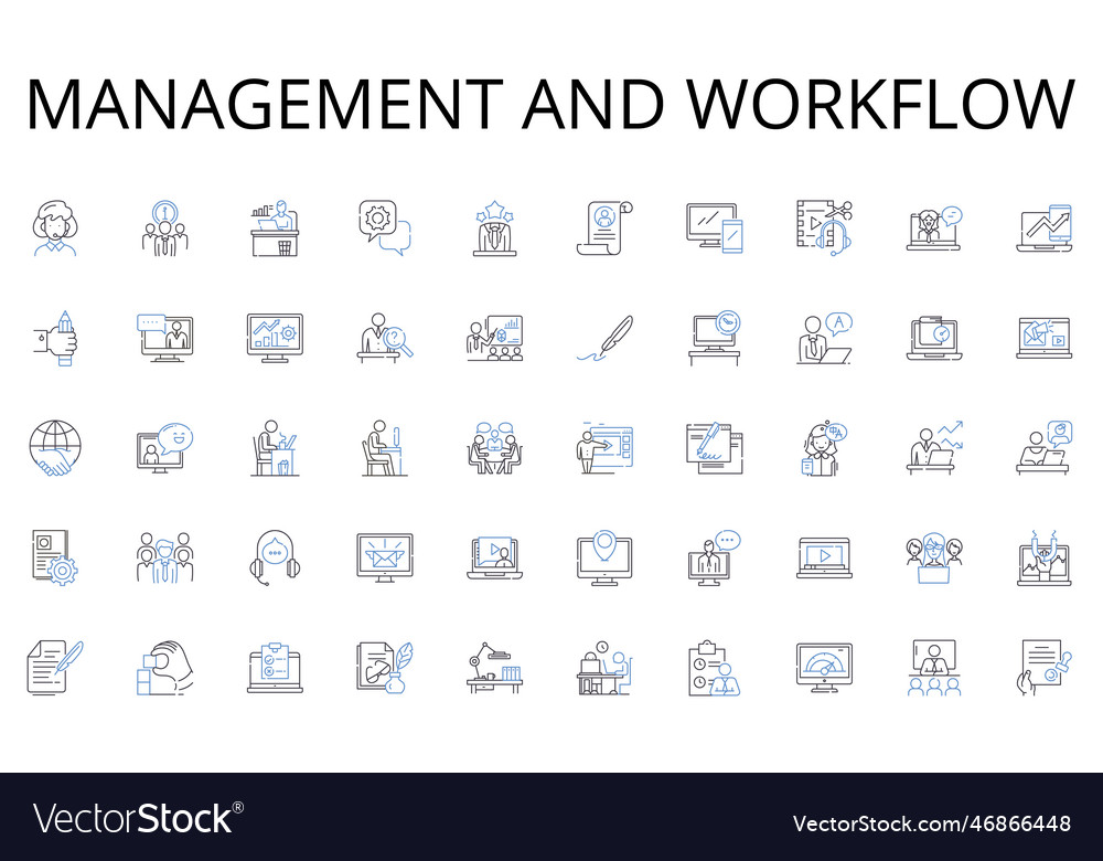 Management and workflow line icons collection