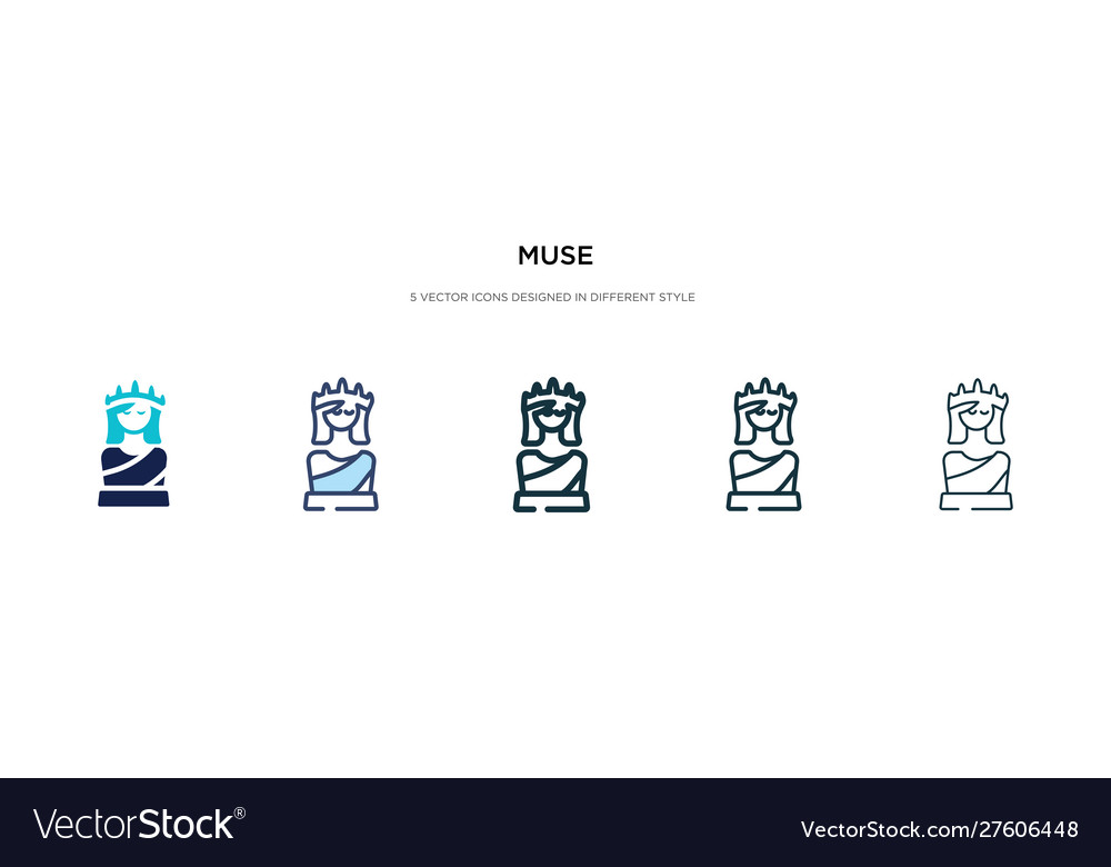 Muse icon in different style two colored vector image Muse icon in different style two colored