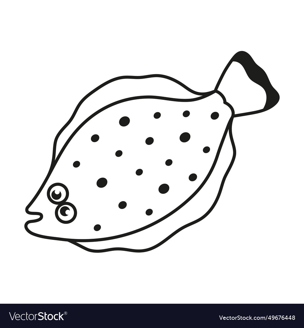 Outline with cartoon flounder Royalty Free Vector Image