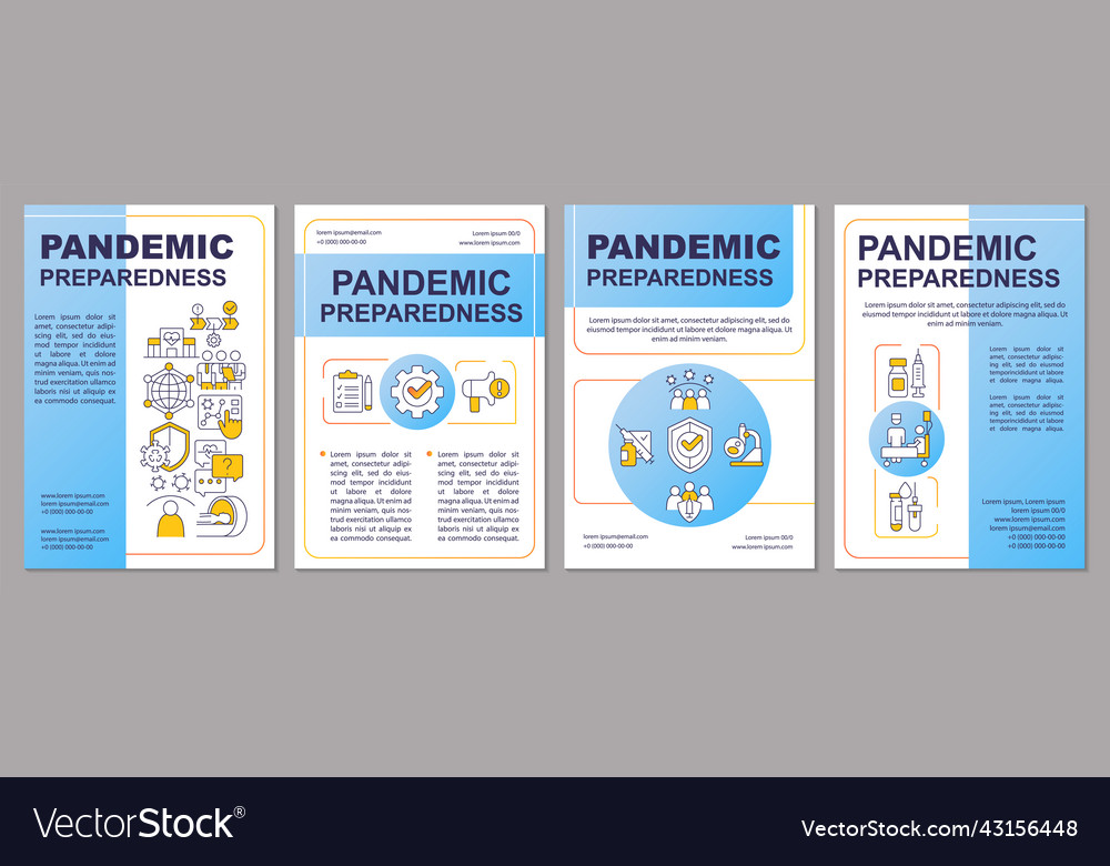 Pandemic preparedness blue brochure template Vector Image