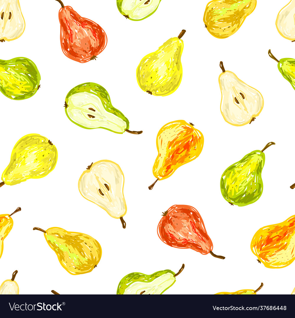 Pear seamless pattern bright colorful