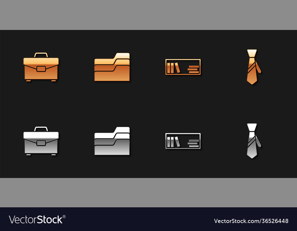 Set briefcase document folder shelf with books vector image Set briefcase document folder shelf with books