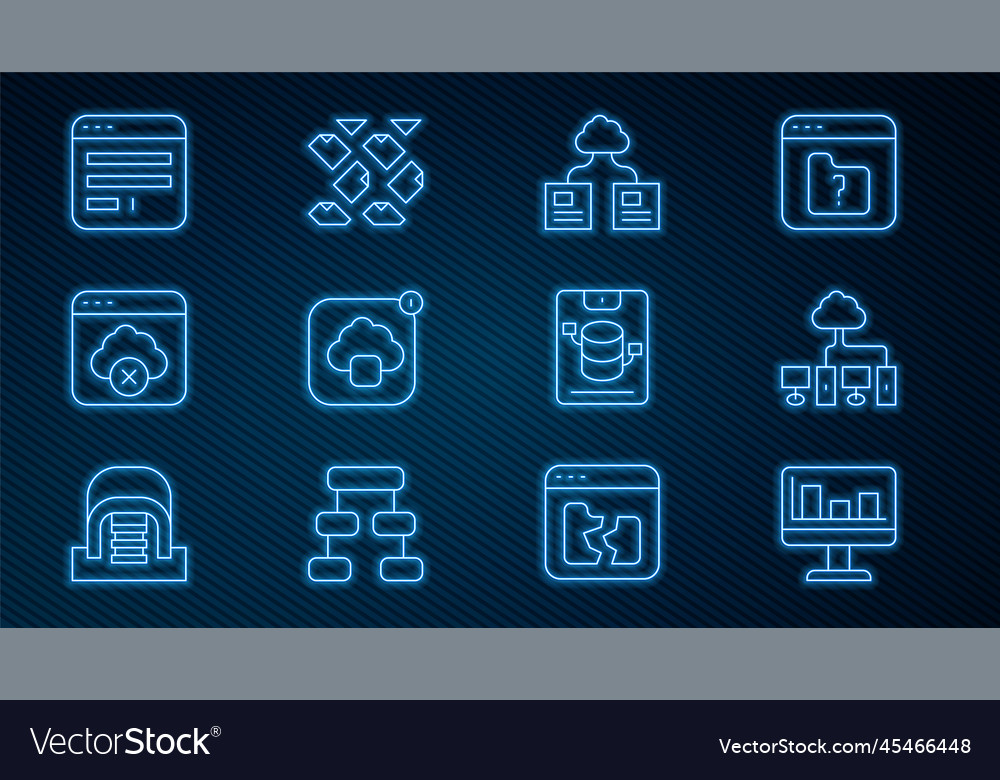 Set line monitor with graph chart computer vector image Set line monitor with graph chart computer