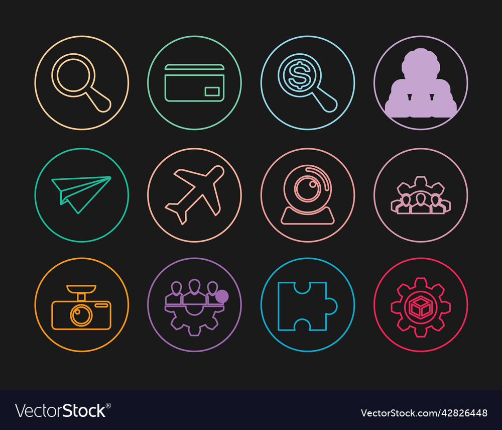 Set line product development project team base vector image Set line product development project team base