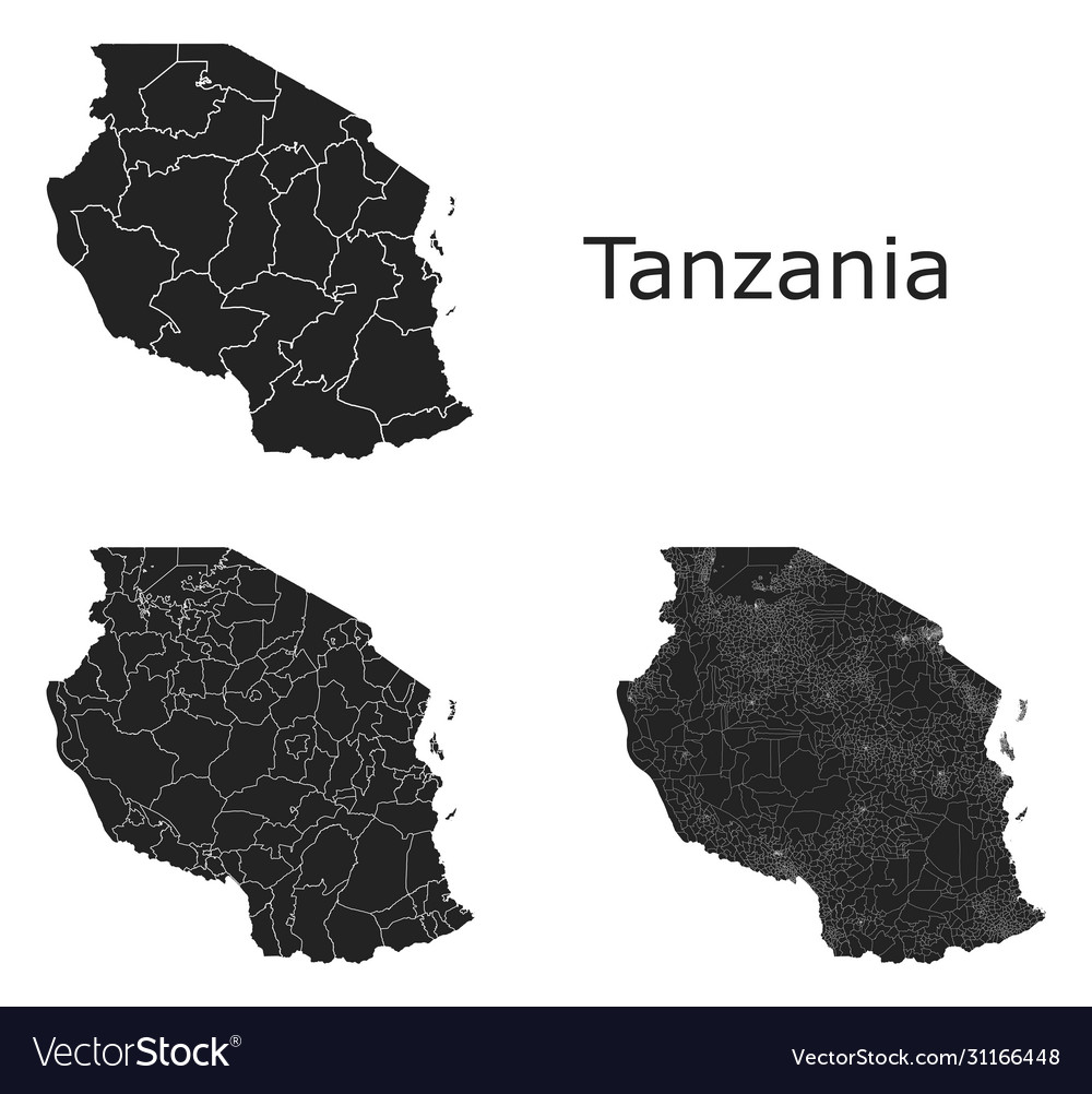 Tanzania map with regional division Royalty Free Vector