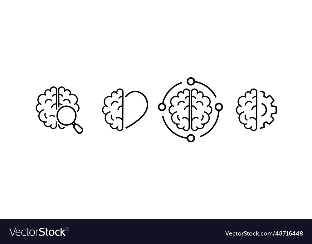 Tech science brainstorm knowledge black line vector image Tech science brainstorm knowledge black line