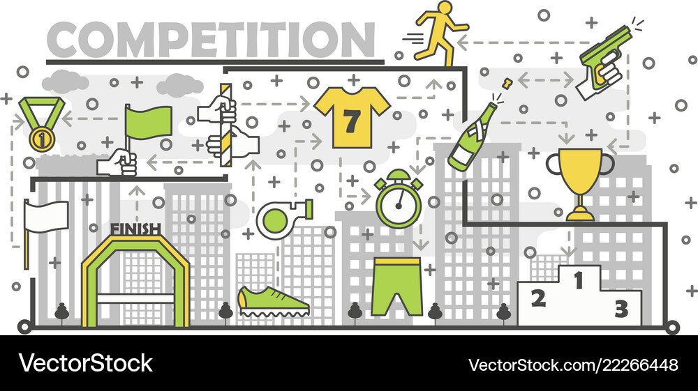 Thin Line Sport Competition Poster Banner Vector Image
