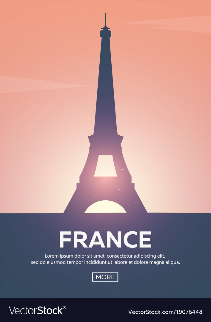 Travel poster to france landmarks silhouettes Vector Image