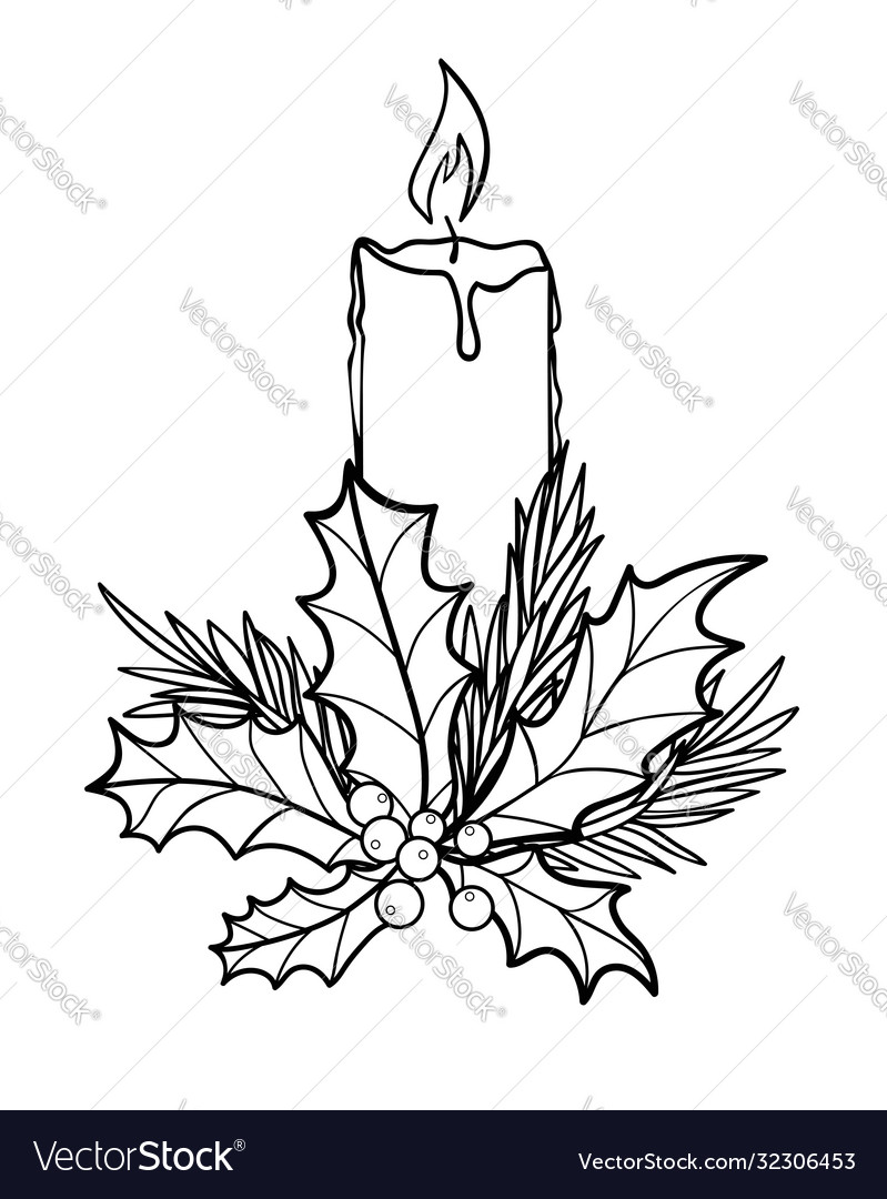 Candle christmas burning wax decorated Royalty Free Vector