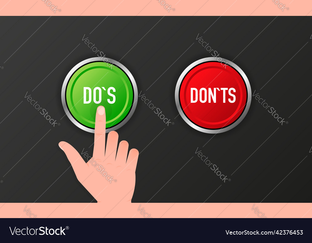 Check marks ui button with dos and donts flat
