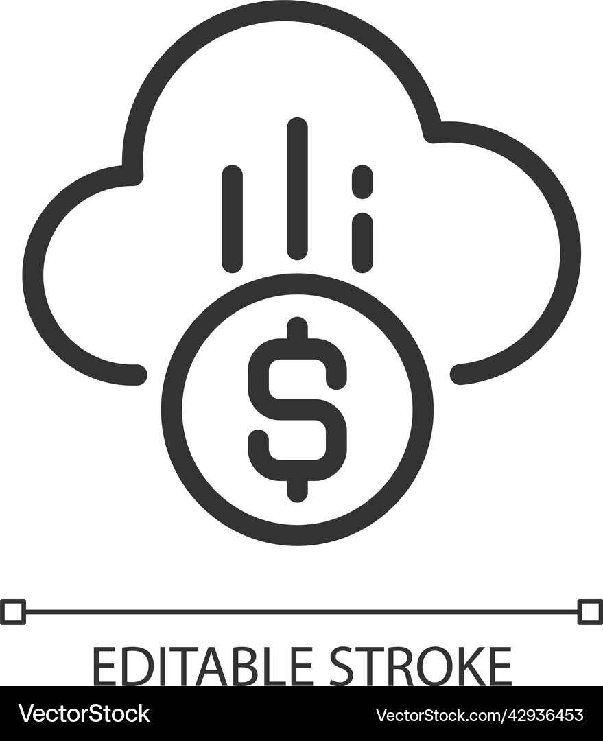 Cloud payment pixel perfect linear icon Royalty Free Vector
