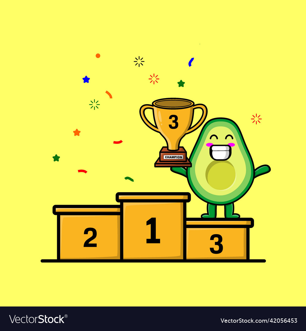 Cute cartoon avocado as the third winner