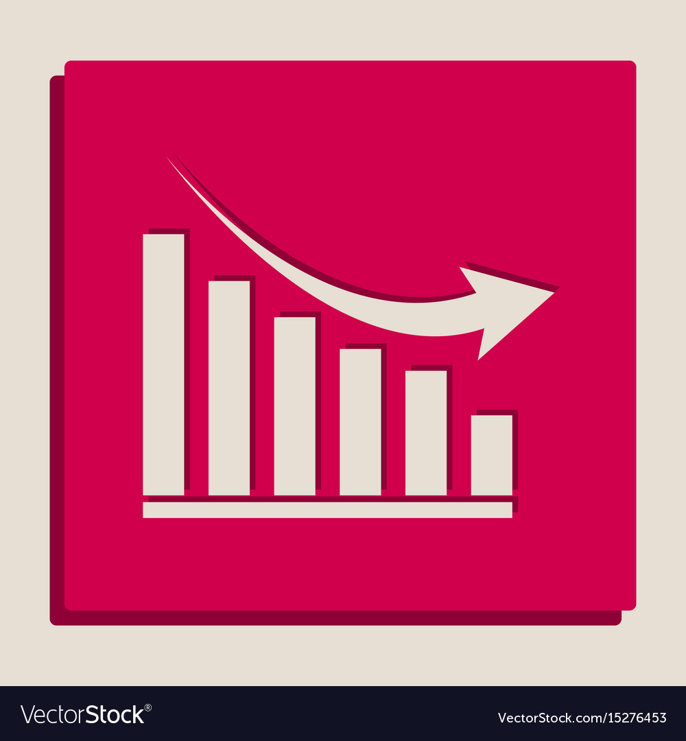 Declining graph sign grayscale version