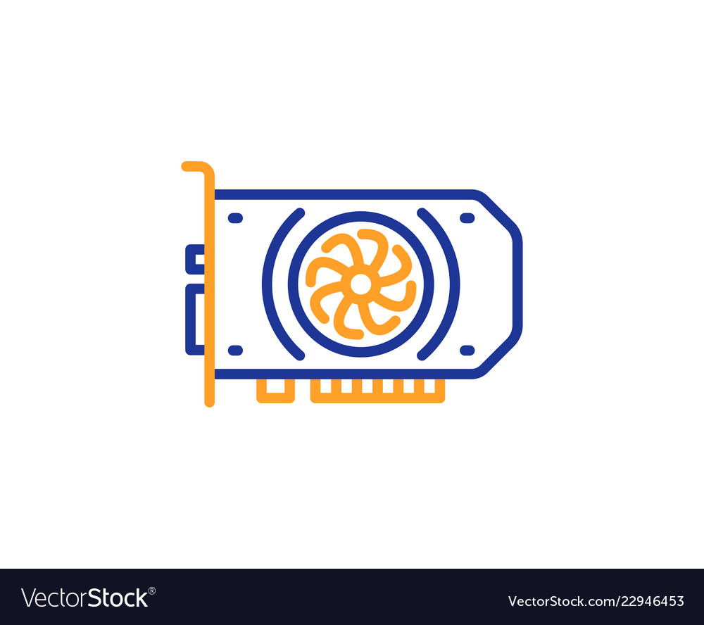 Gpu graphic card line icon computer component