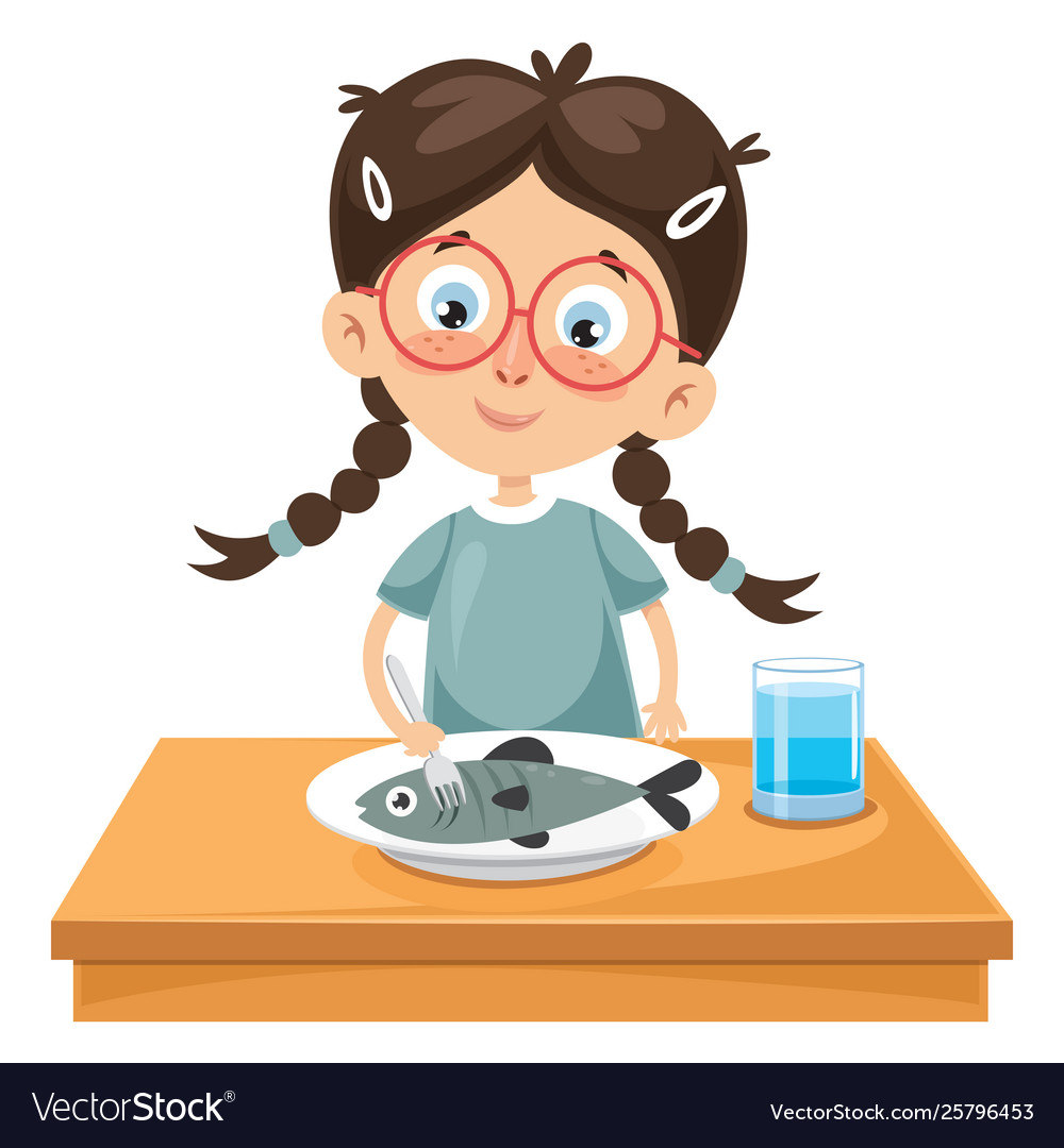 kid-eating-fish-royalty-free-vector-image-vectorstock