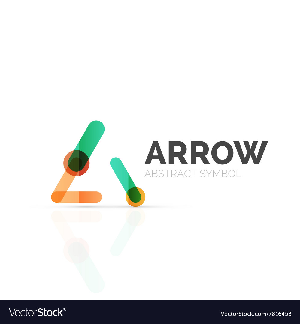 Linear arrow abstract logo connected multicolored vector image Linear arrow abstract logo connected multicolored