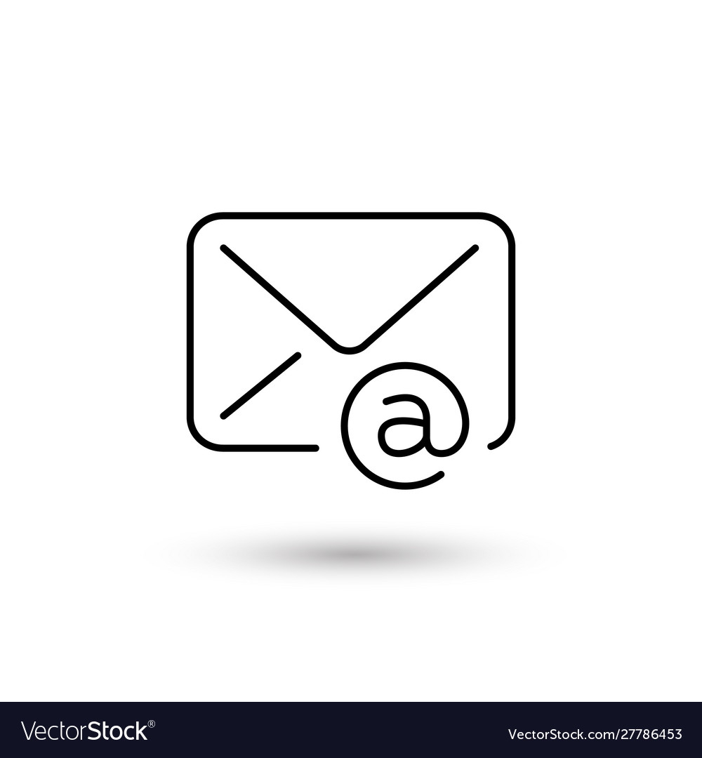 Linear e-mail icon with shadow stock isolated vector image Linear e-mail icon with shadow stock isolated