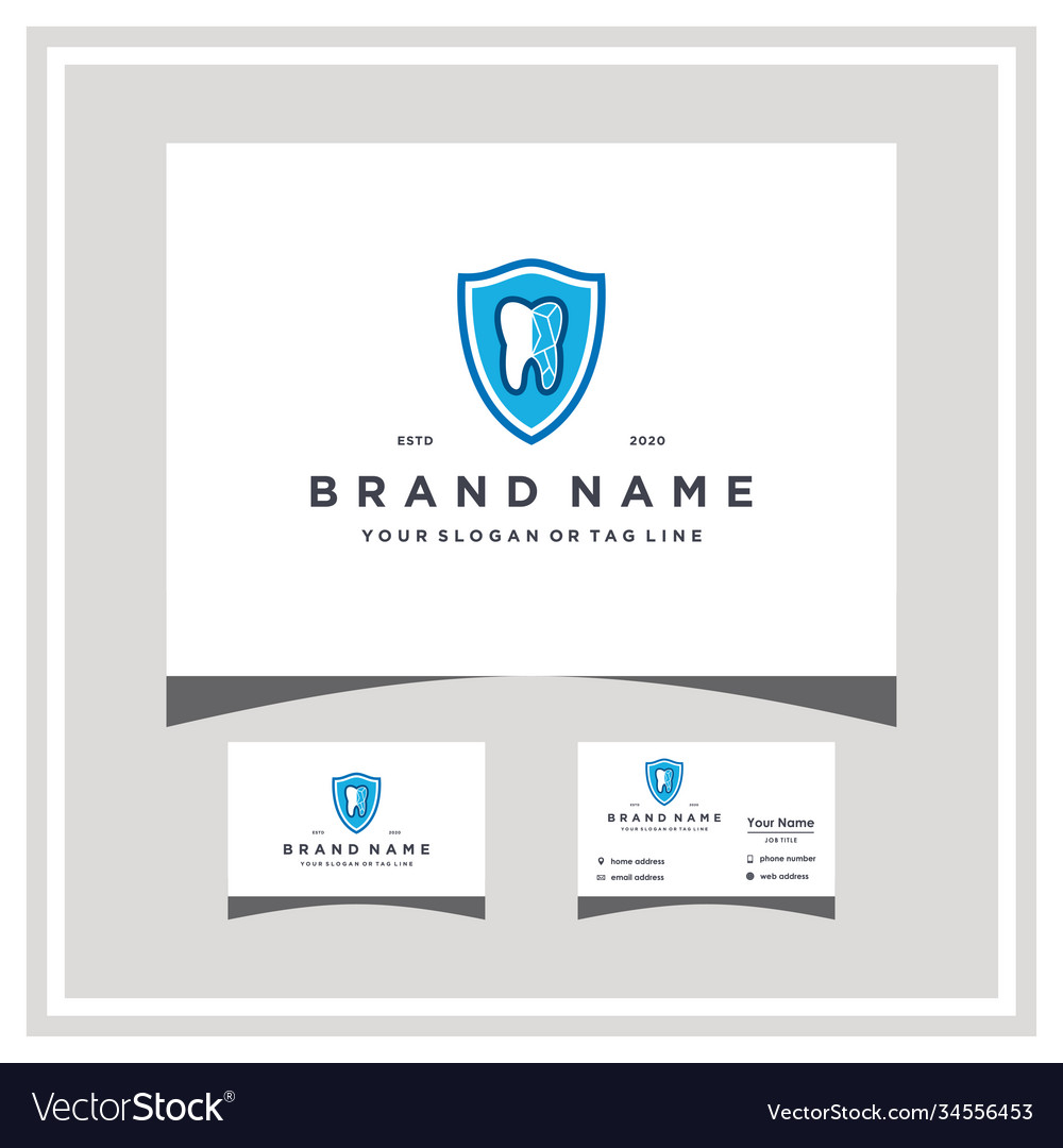 Logo design concept dental shield and business