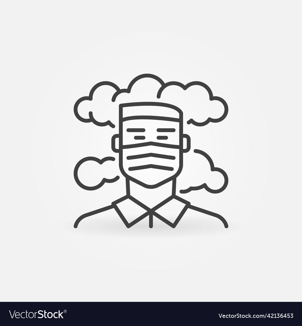 Man in face mask smog concept linear Vector Image Man in face mask smog concept linear