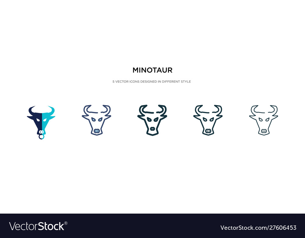 Minotaur icon in different style two colored