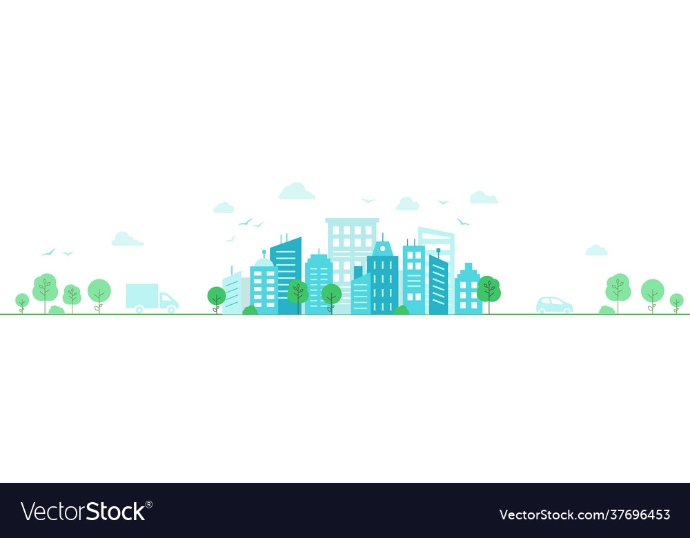 Panorama a small town light urban landscape Vector Image