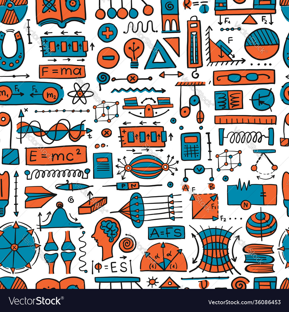 Physics icons sign and symbols seamless pattern