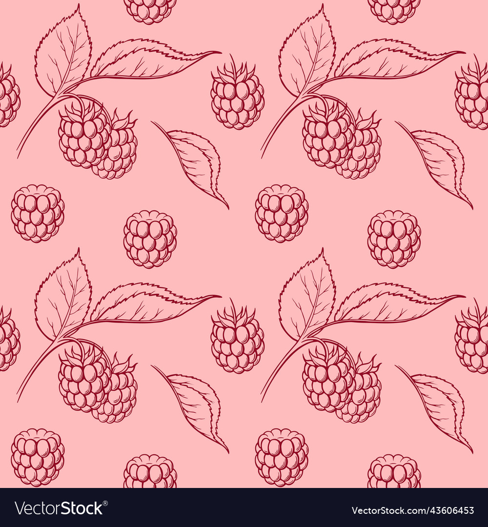 Raspberry berry seamless pattern