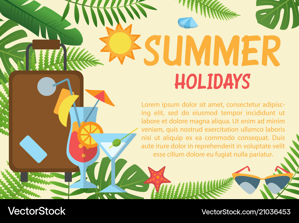 Summer Holidays Horizontal Banner Royalty Free Vector Image