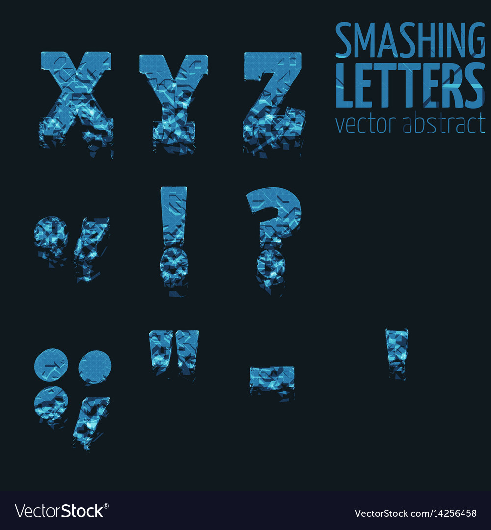Abstract smashing mesh letters