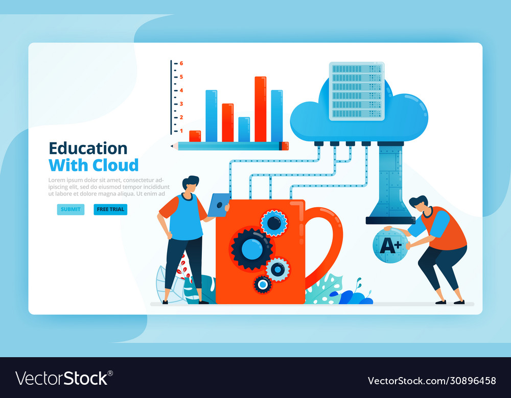 Activities from learning using cloud computing vector image Activities from learning using cloud computing