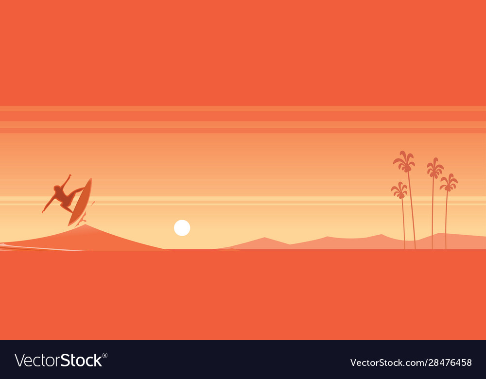 California surf and beach landscape banner Vector Image