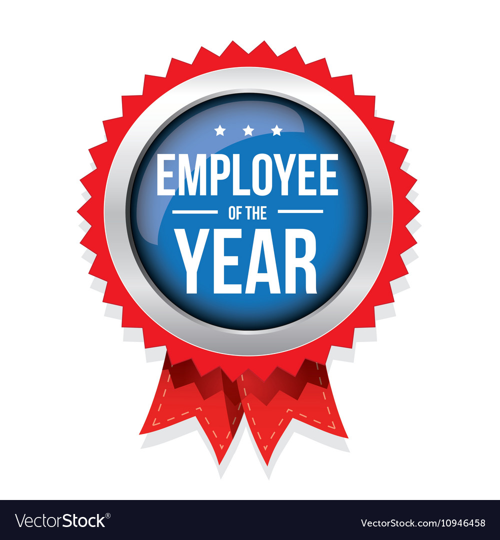 Employee Of The Year Badge With Ribbon Royalty Free Vector