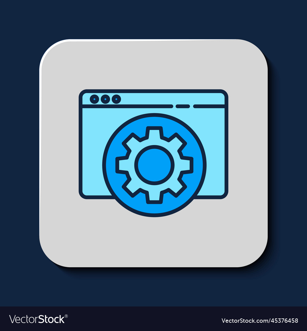 Filled outline browser setting icon isolated vector image Filled outline browser setting icon isolated