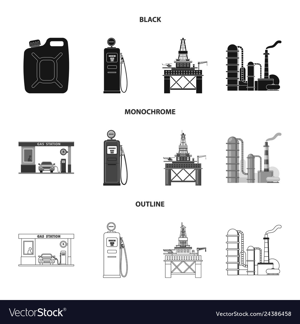 Isolated object of oil and gas icon collection Vector Image Isolated object of oil and gas icon collection
