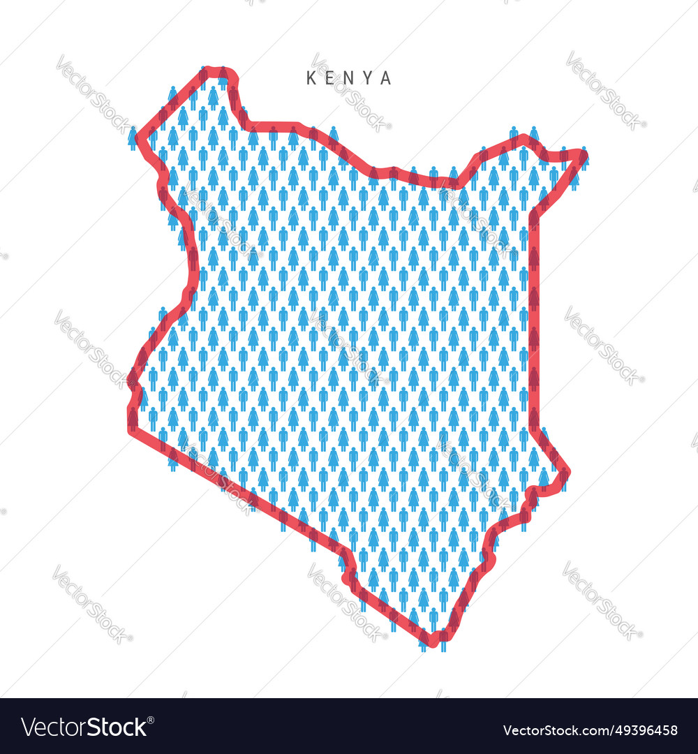 Kenya population map stick figures kenyan people Vector Image