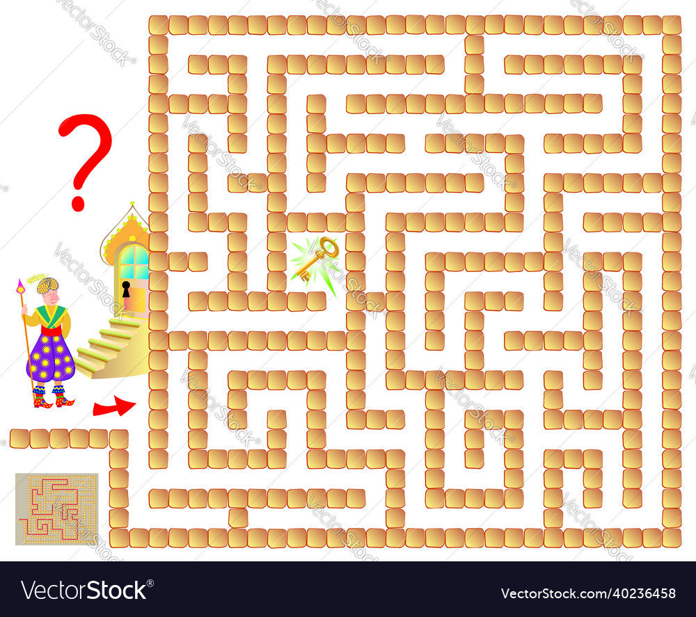 Logic puzzle game with labyrinth for children vector image Logic puzzle game with labyrinth for children