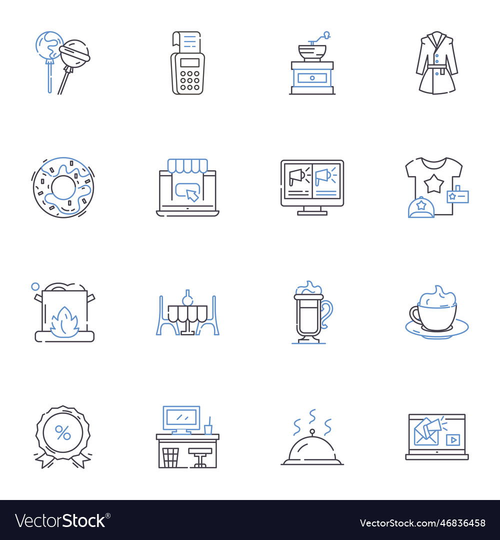Outlet line icons collection discount clearance Vector Image Outlet line icons collection discount clearance