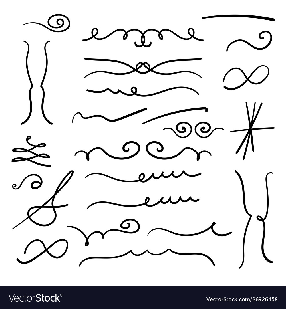 Set decorative calligraphic elements vector image Set decorative calligraphic elements
