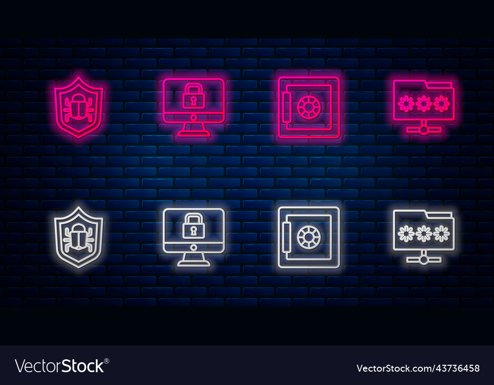 Set line lock on monitor safe system bug vector image Set line lock on monitor safe system bug