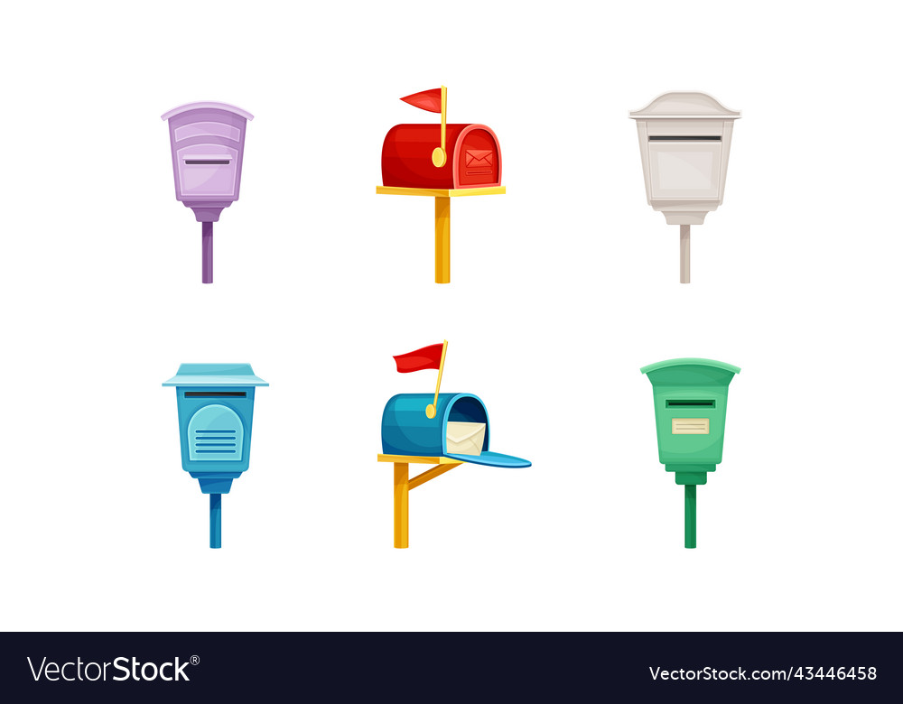 Set of mailboxes colorful boxes for receiving