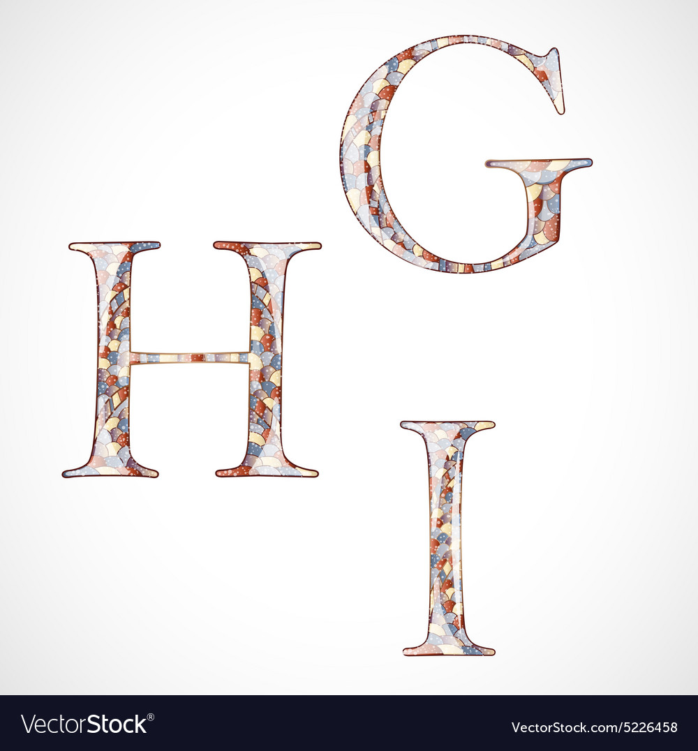 Set with abstract letters