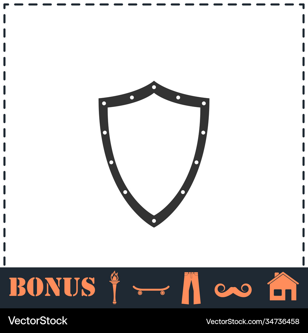 Shield icon flat Royalty Free Vector Image - VectorStock