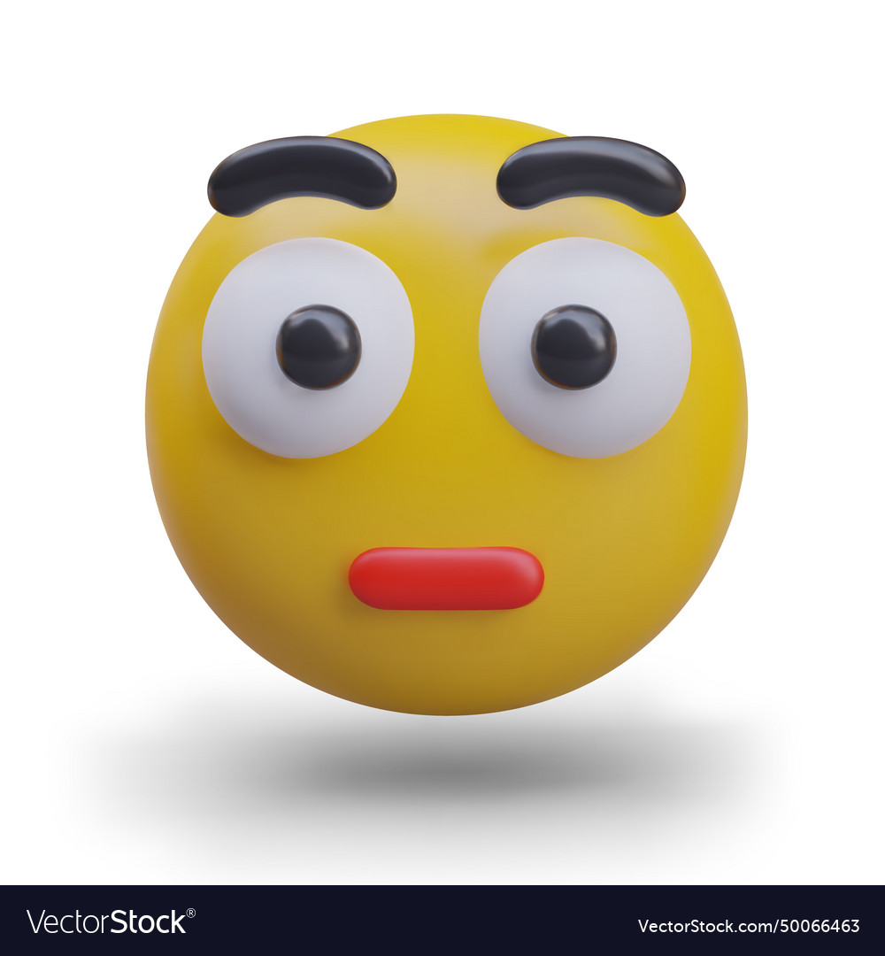 3d emoticon with staring eyes front view shock Vector Image