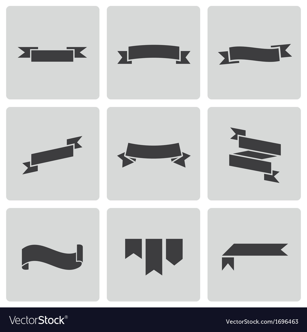 Black ribbon icons set Royalty Free Vector Image