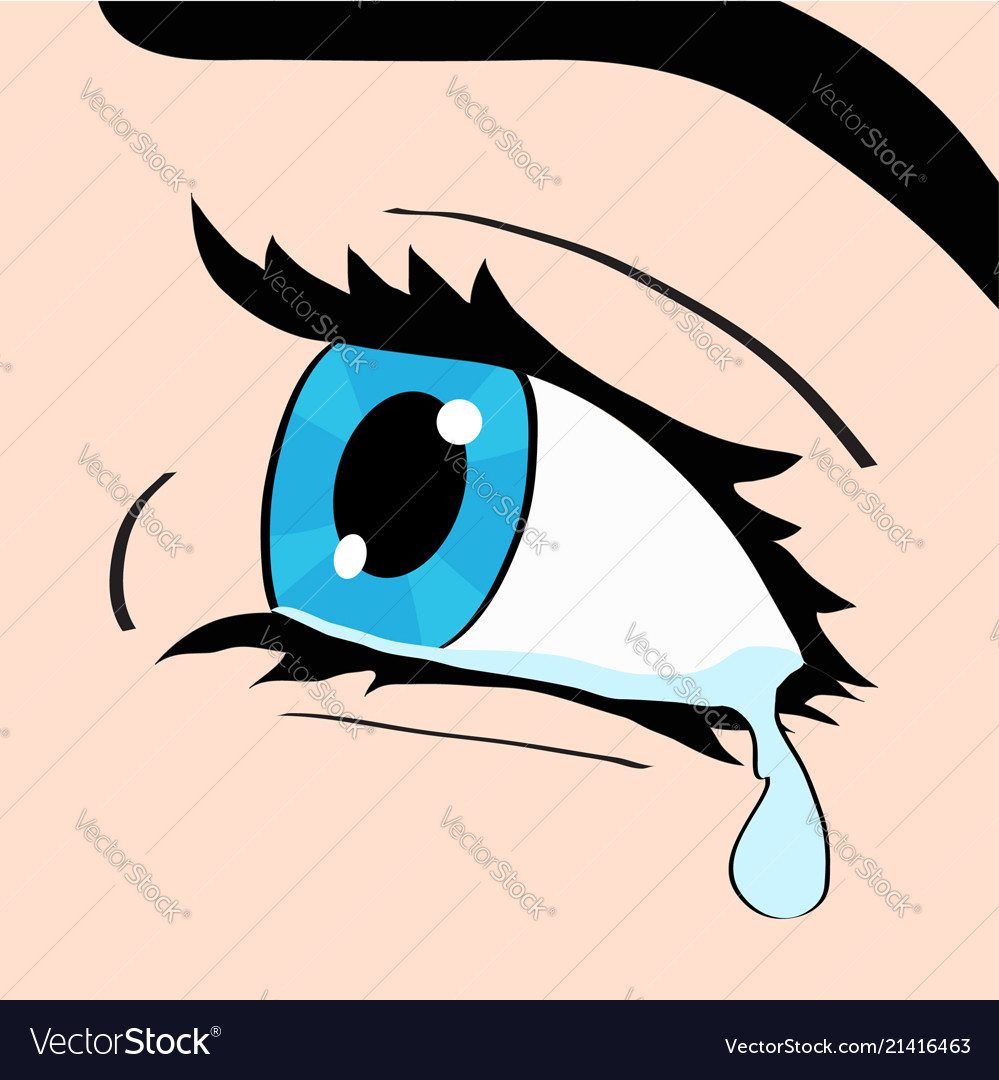 Eye with tears Royalty Free Vector Image - VectorStock