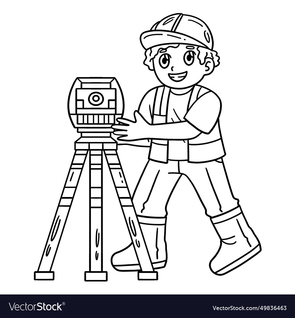 Construction Engineer With Surveying Tool Isolated Construction Engineer With Surveying Tool Isolated