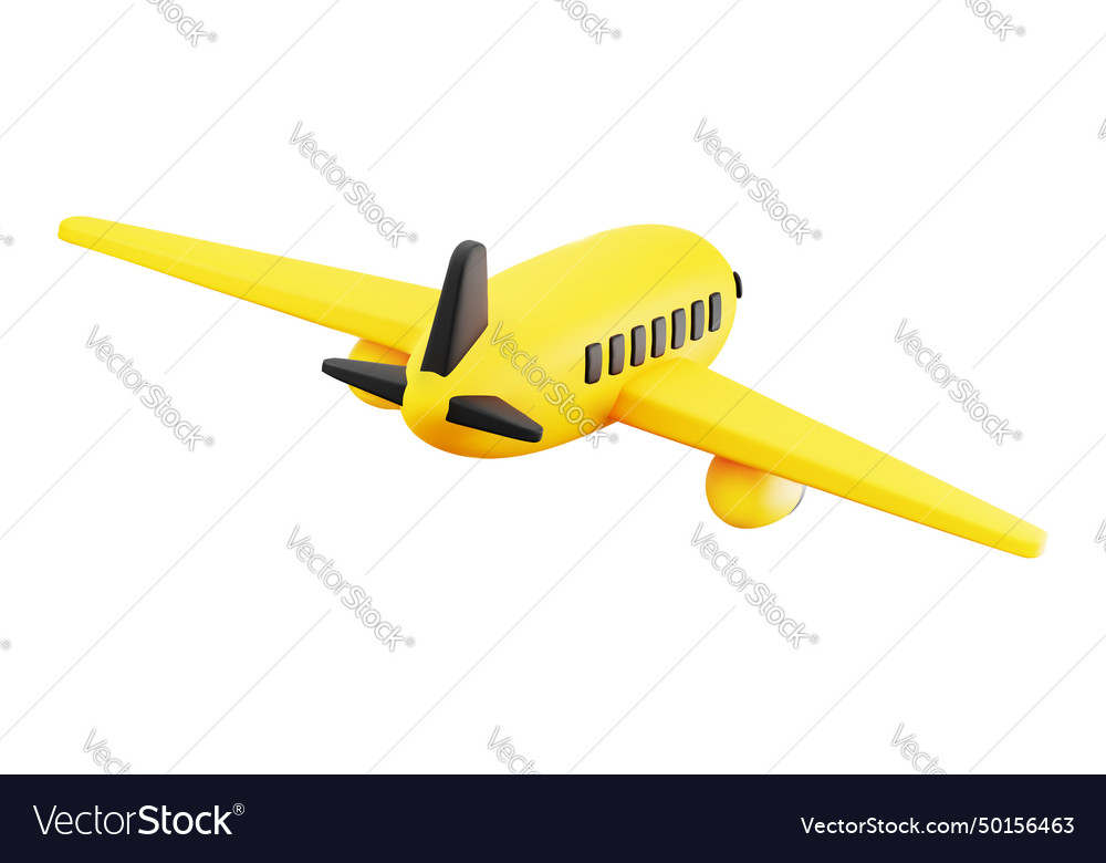 Cute 3d cartoon yellow and black flying airplane vector image Cute 3d cartoon yellow and black flying airplane
